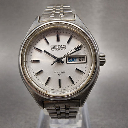Seiko Automatic Watch Women 25mm White Dial Silver Tone Daydate 22060480 Runs0