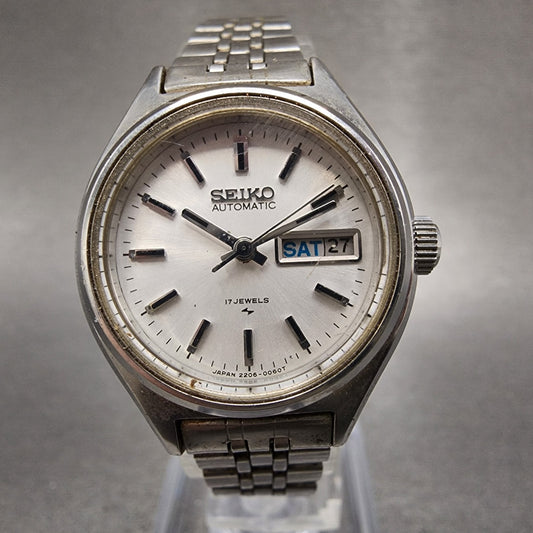 Seiko Automatic Watch Women 25mm White Dial Silver Tone Daydate 22060480 Runs0