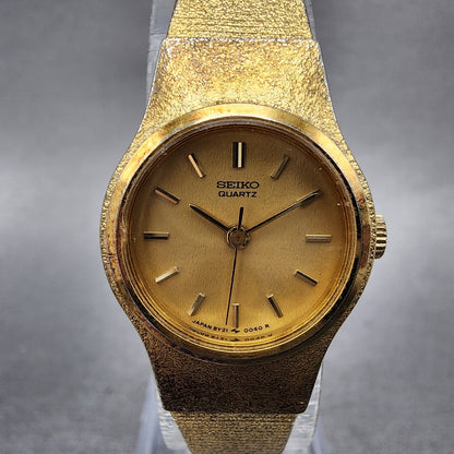 Seiko Watch Women 20mm Champagne Dial Gold Tone Round 8y210029 New Battery1
