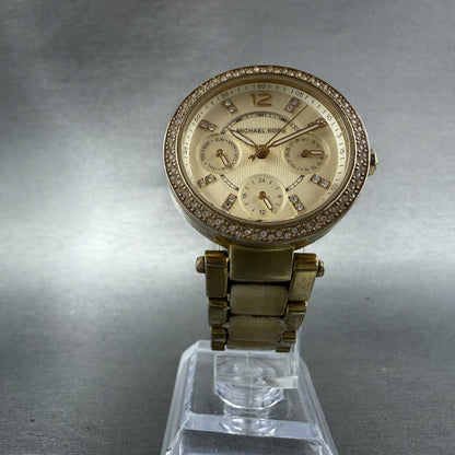 Michael Kors Mini Parker Watch Women 33mm Champange Dial Gold MK-5842 New batt5