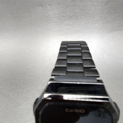 Casio A168 Touch Watch Men 36mm Black Dial Black Tone Octagon New Battery3