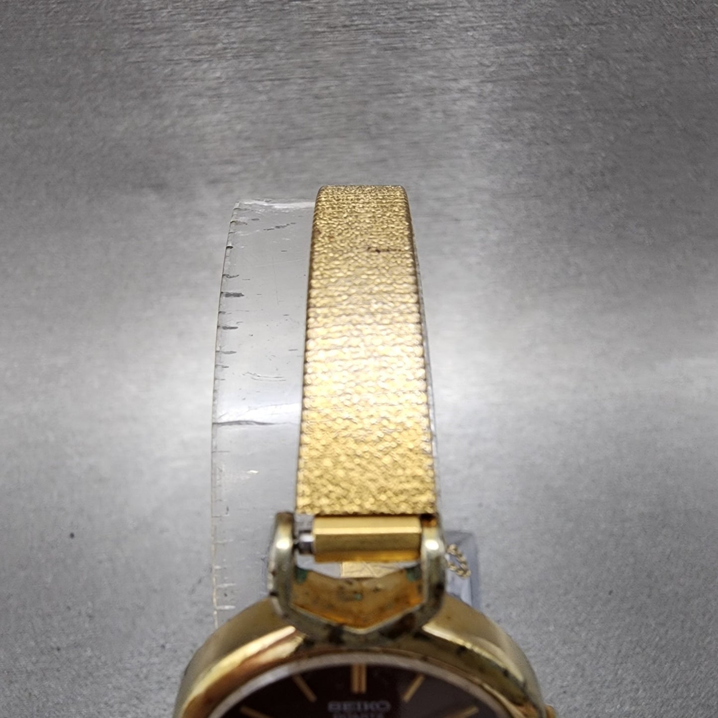 Seiko Watch Women 23mm Brown Dial Gold Tone Oval 23205670 New Battery VTG4