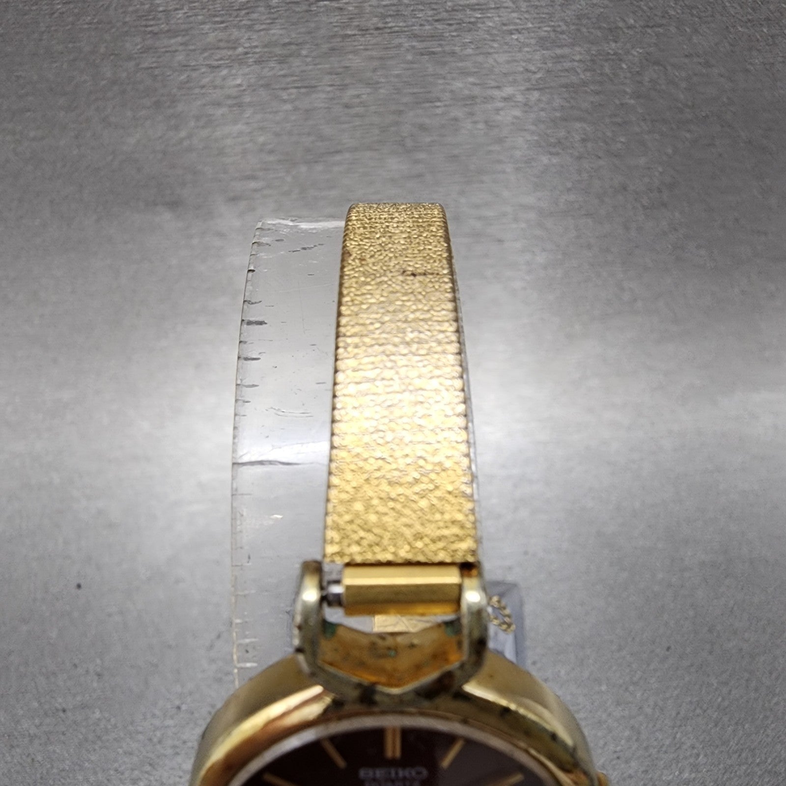 Seiko Watch Women 23mm Brown Dial Gold Tone Oval 23205670 New Battery VTG4