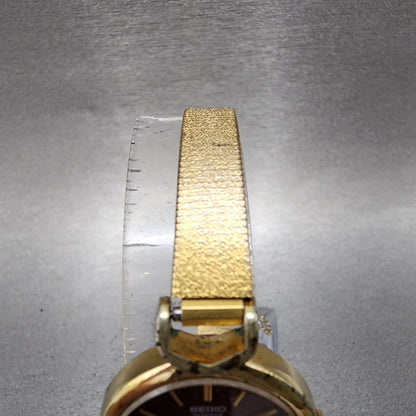 Seiko Watch Women 23mm Brown Dial Gold Tone Oval 23205670 New Battery VTG4