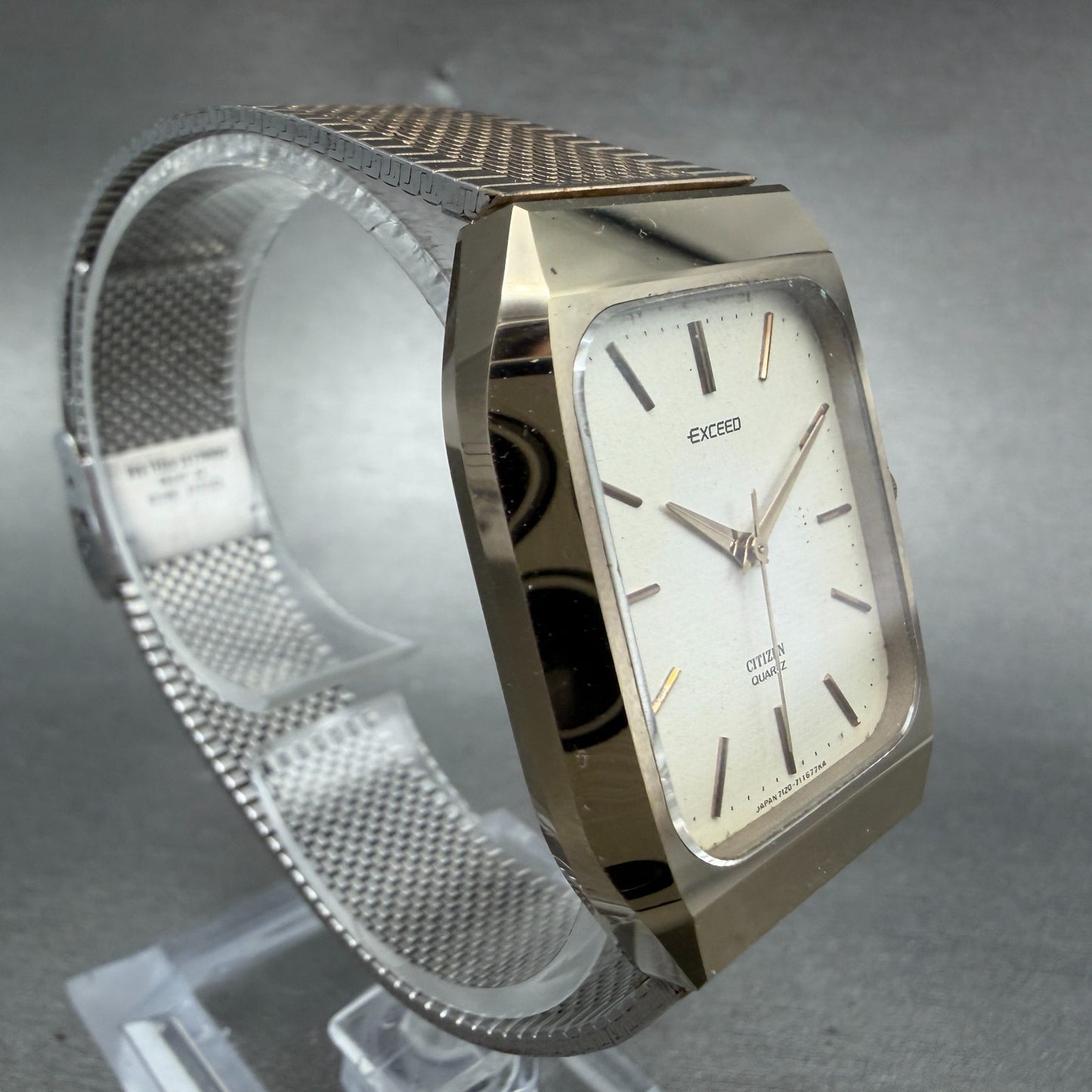 Citizen Exceed Watch Men 29mm Champagne Dial Rose Gold Tone Rectangle 7120 PARTS4
