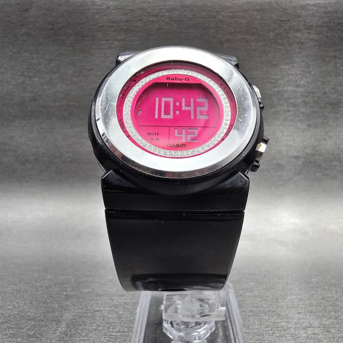 Casio Baby-G BGD-102 Watch Women 38mm Pink Dial Black Chrono Alarm New Battery5