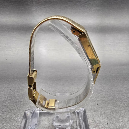 Bulova Tank Watch Women 13mm Champagne Dial Gold Tone Rectangle 92T74 NewBattery8