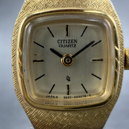 Citizen CQ Watch Women 17mm Champagne Dial Gold Tone 3220-322355 New Battery1