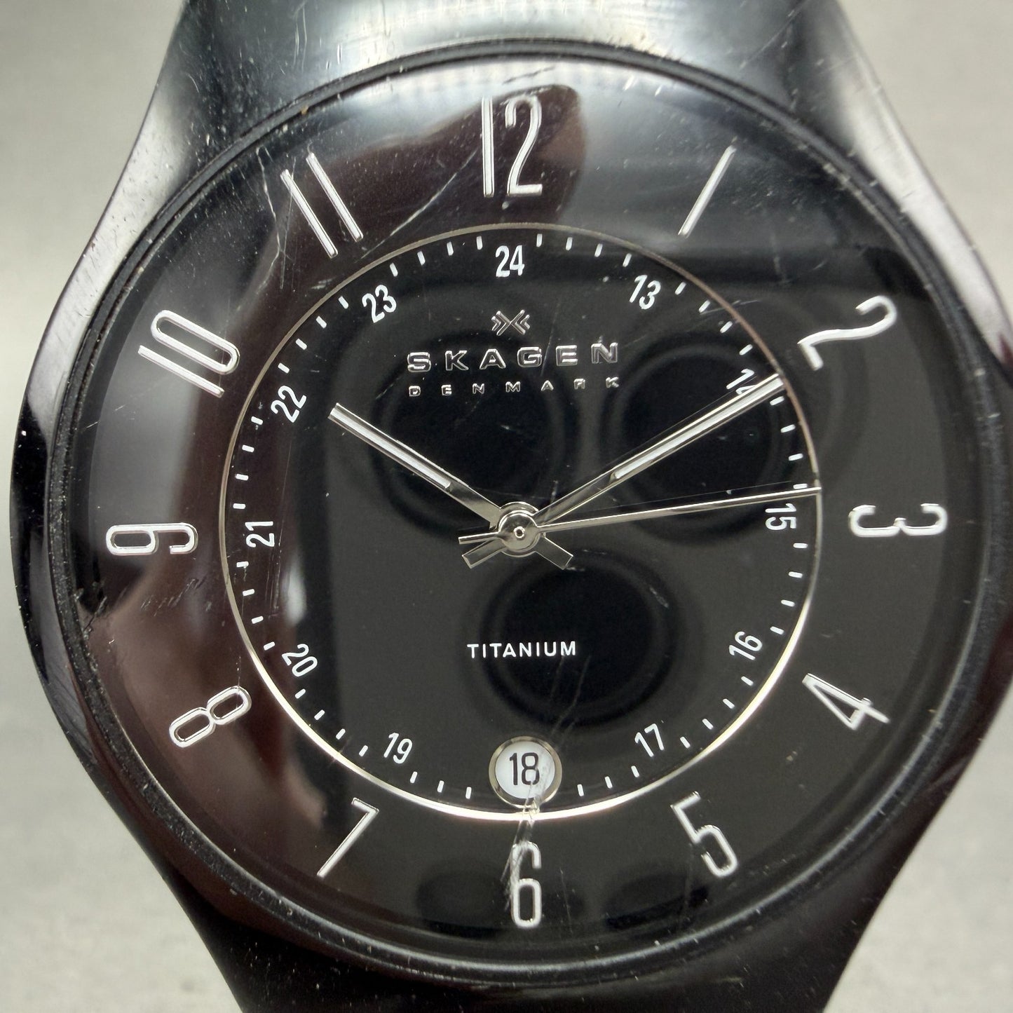 Skagen Watch Men 37mm Black Dial Black Tone Date Round 233XLMB New Battery1