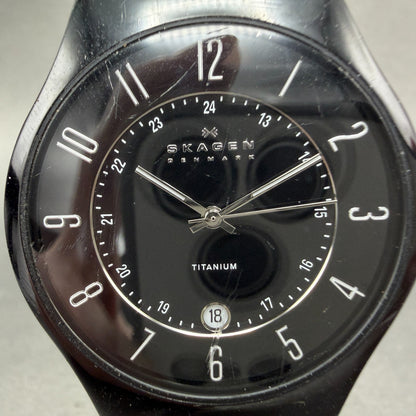 Skagen Watch Men 37mm Black Dial Black Tone Date Round 233XLMB New Battery1