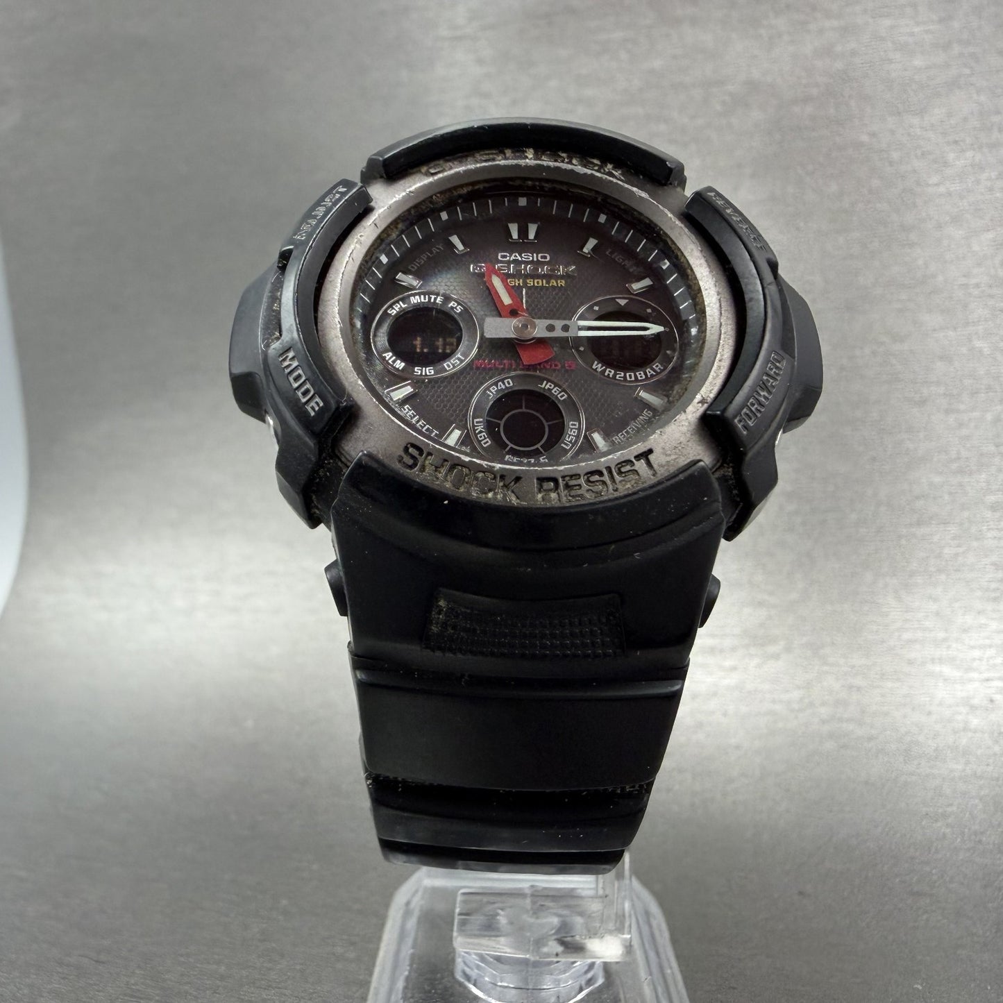 Casio GShock AWG101 Watch Men 48mm Gray Dial Black Alarm Chrono Solar Works5