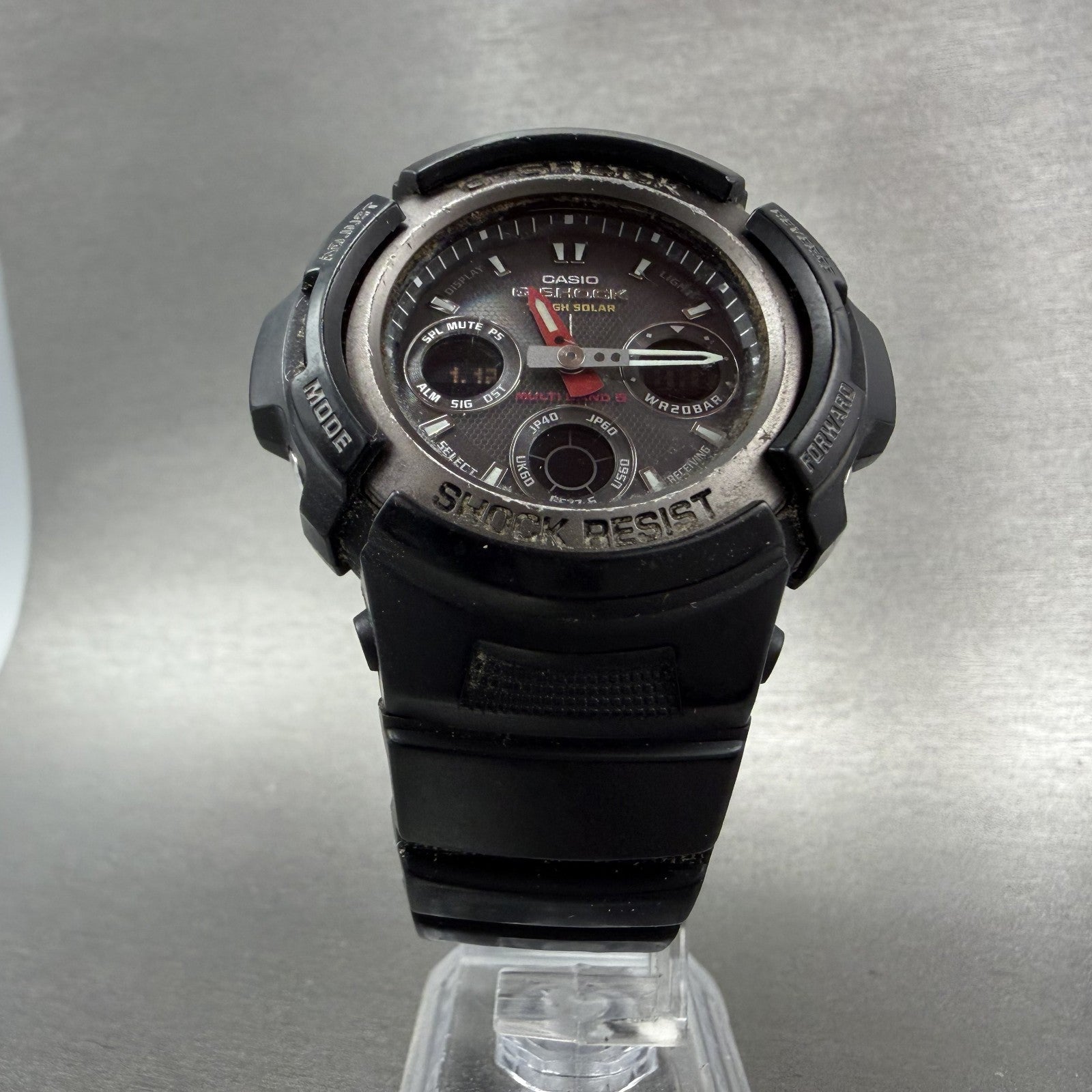 Casio GShock AWG101 Watch Men 48mm Gray Dial Black Alarm Chrono Solar Works5