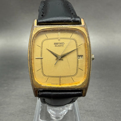 Seiko Tank Watch Men 28mm Champagne Dial Gold Tone Date 6532-5250 New Battery S20