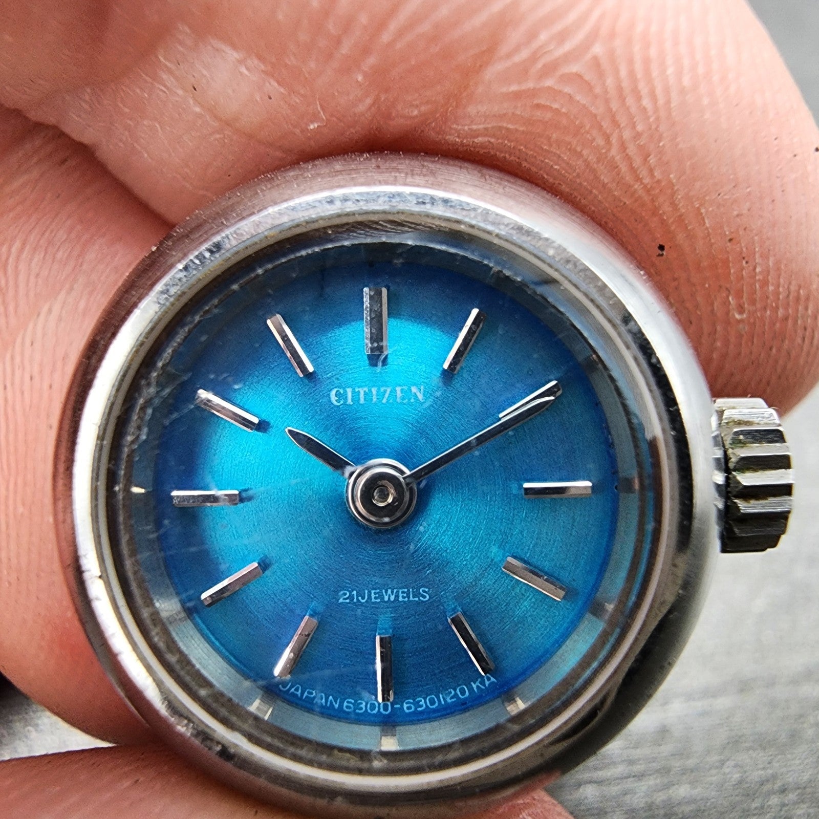 Citizen Ring Watch Women 18mm Blue Dial Silver Tone Round READ!!!!!! Manual Runs1