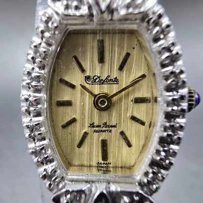 Lucien Piccard Dufonte Watch Women 16mm Champagne Dial Gold Oval New Batt Gems1
