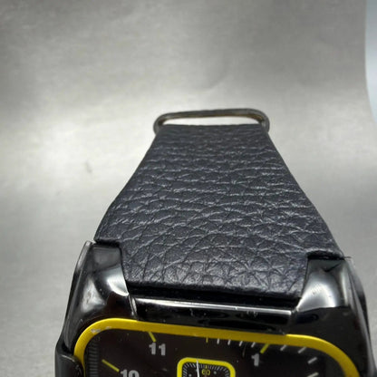 Diesel Chronograph Watch Men 44mm  Black Dial Black Yellow Date Rectangle Newbat4