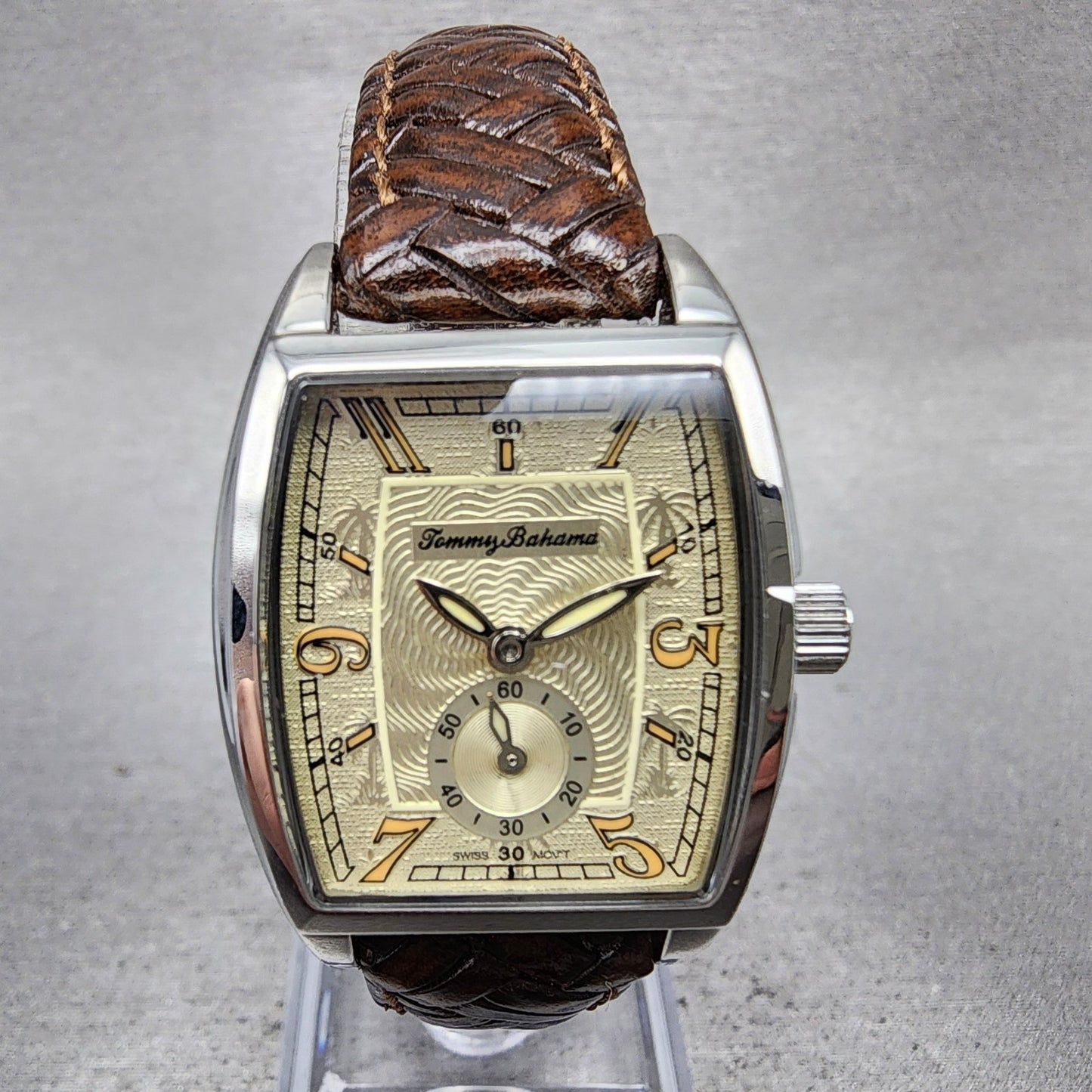 Tommy Bahama Tank Watch Women 25mm cream Dial Silver Tone Rectangle New battery0