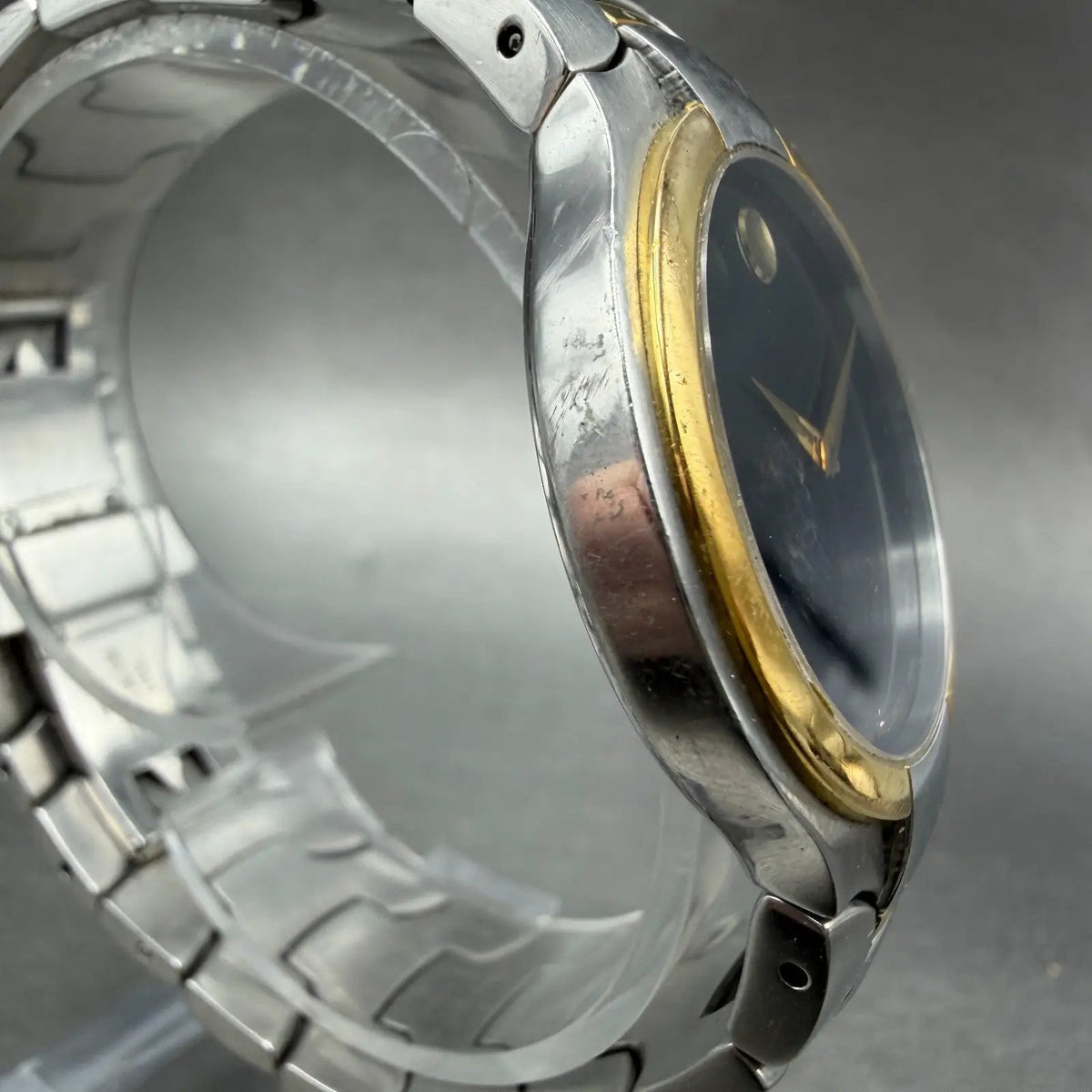Movado Portico watch Men 34mm Black Dial Two Tone Round 81 G1 1894 PARTS4