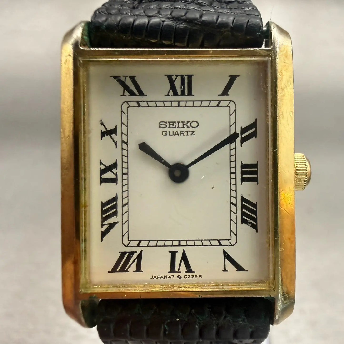 Seiko Watch Women 21mm White Dial Gold Tone Rectangle 4700-5099 New Battery VTG1