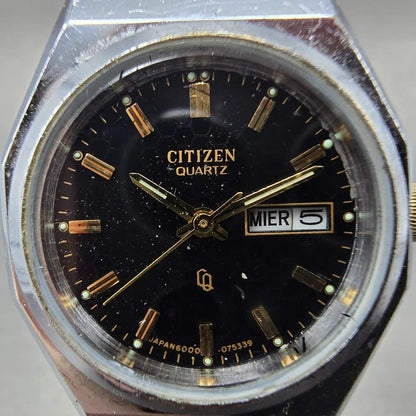 Citizen CQ Watch Women 26mm Black Dial Silver Tone Daydate 6000-072936 New Batt1