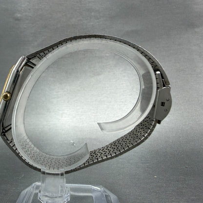 Seiko Tank Watch Men 29mm Silver Dial Two Tone Rectangle 6030-5430 New Battery 26