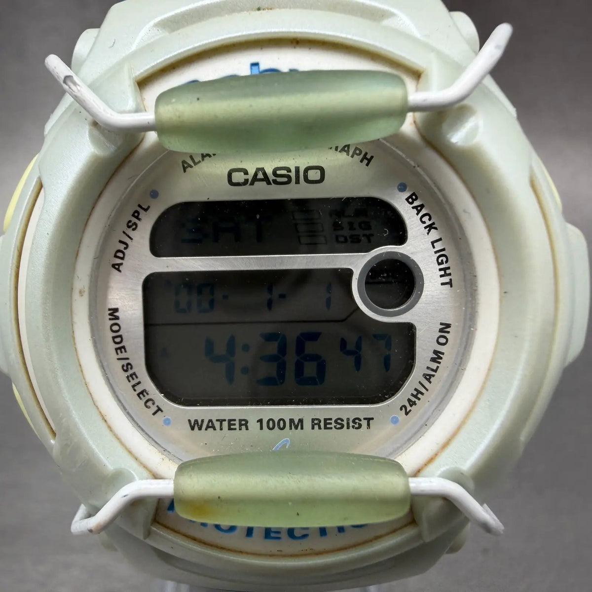 Casio Baby-G Watch 43mm Blue White Alarm Chronograph Round BG-153 New Battery L1
