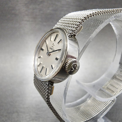 Omega Watch Women 15mm Silver Dial 14K Gold Filled Round Manual Wind Cal 4852