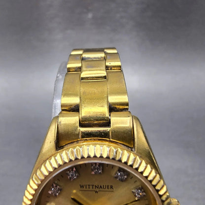 Wittnauer Watch Women 24mm Champagne Dial Gold Tone Date 11P04 New Battery4