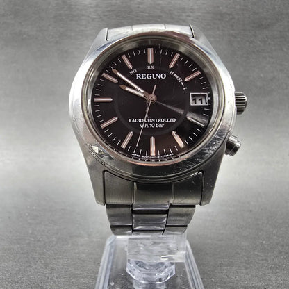 Citizen Reguno Watch Men 36mm Black Dial Steel Solar Radio Controlled Round PART7
