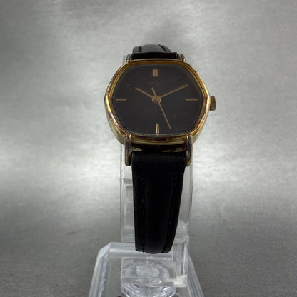 Seiko Watch Women 21mm Black Dial Gold Tone Hexagon 12215500 New Battery5