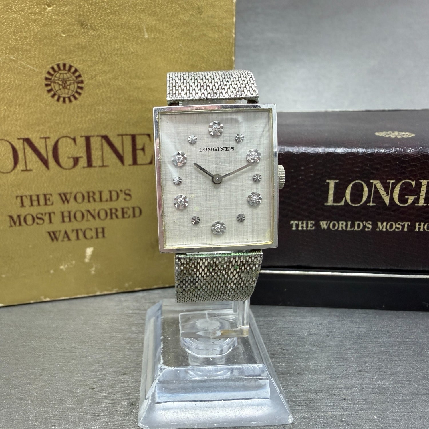 Longines Tank Watch 24mm Silver Dial 10K Gold Filled Manual Wind Runs Cal 5280
