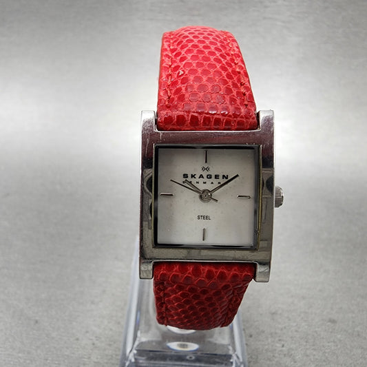 Skagen Tank Watch Women 21mm Mop Dial Silver Tone Rectangle 528SSLP4 New Batt0
