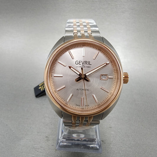 Gevril Five Points Automatic Watch Men 39mm Silver Dial Two Tone Date 48700