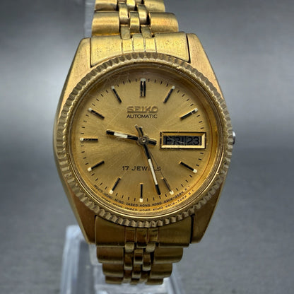 Seiko Autoamtic Watch Women 25mm Gold Dial Gold Tone Daydate 4206-0519 PARTS0