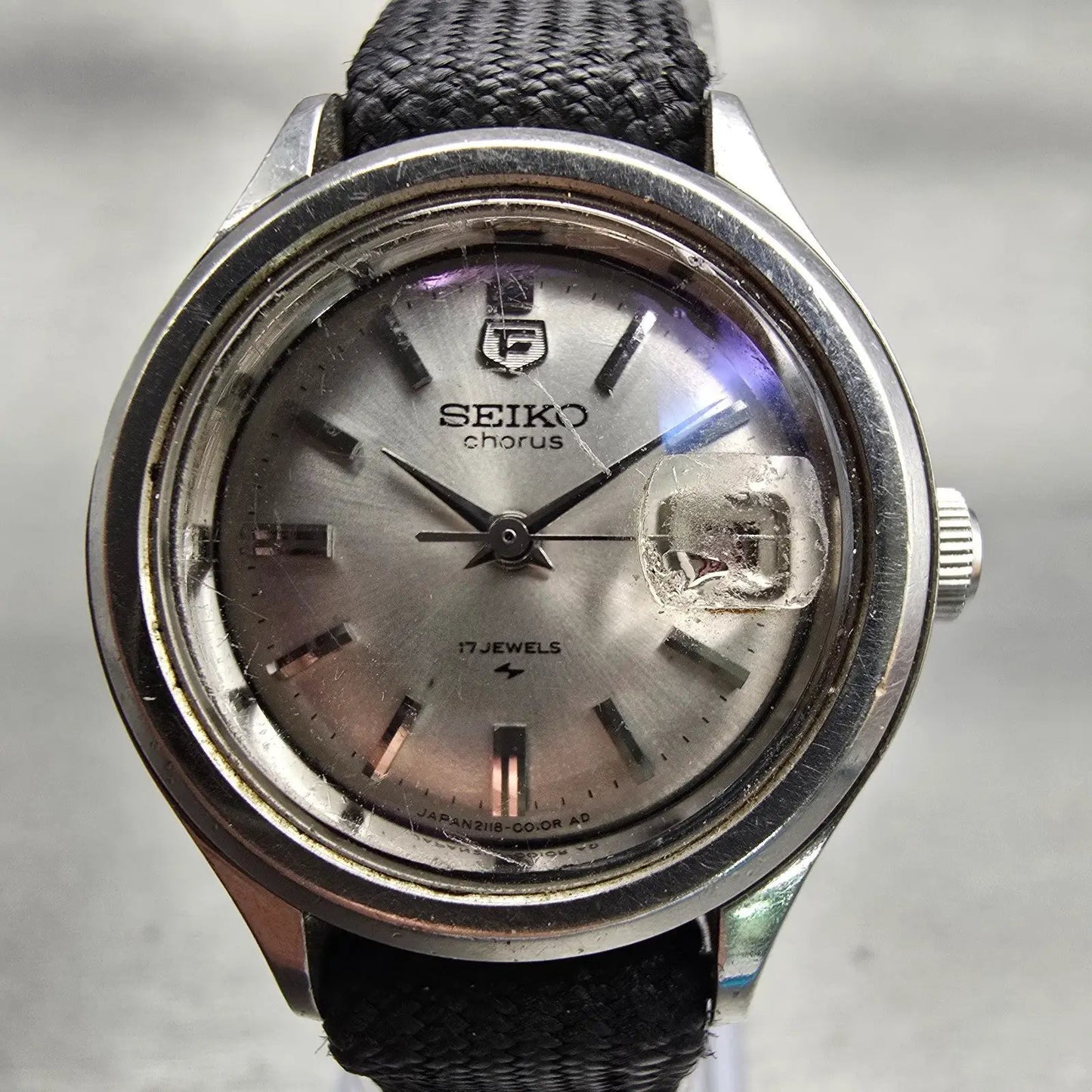 Seiko Chorus Watch Women 25mm Silver Dial Silver Tone Date 2118-0200 Manual Wind1
