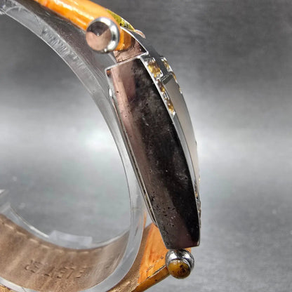 Lucien Piccard Tank Watch Women 23mm Orange Dial Silver Gem Set Rectangle NewBat3