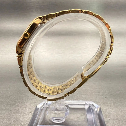 Seiko Watch Women 17mm Black Dial Gold Tone Rectangle V400-5498 New Battery VTG6