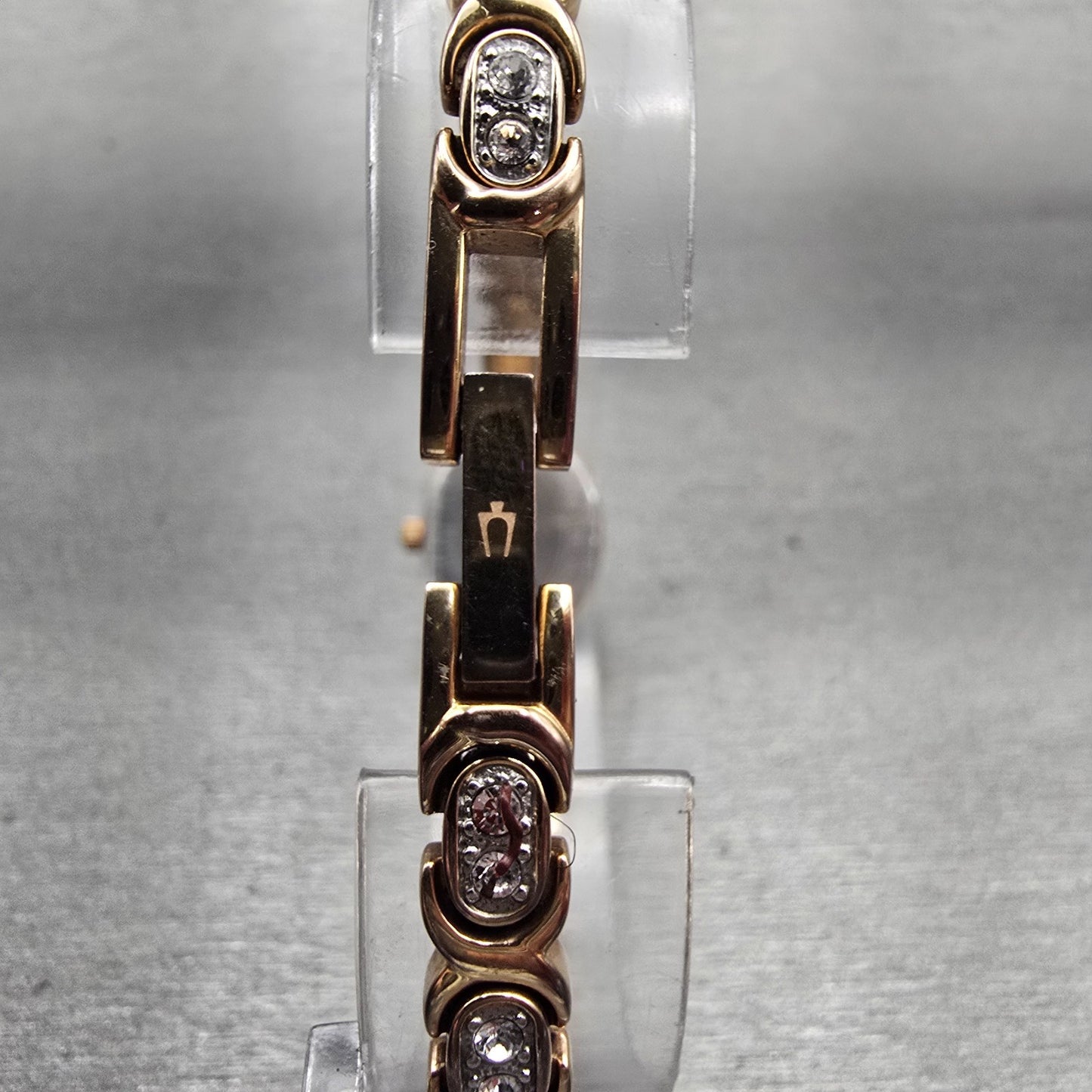 Bulova Watch Women 17mm MOP Dial Rose Gold Tone Gemmed Oval 98L200 New Battery7