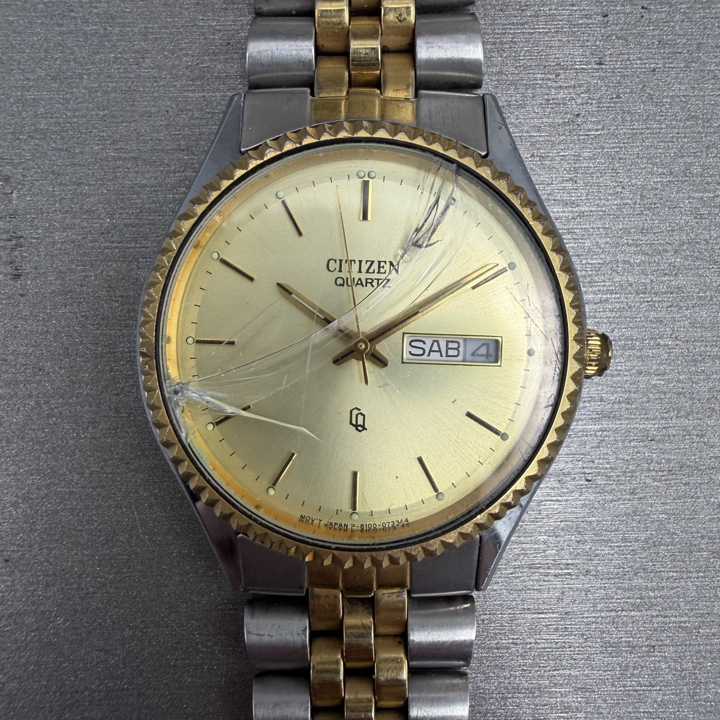 Citizen CQ President Watch Men 35mm Champagne Dial Two Tone Daydate PARTS2