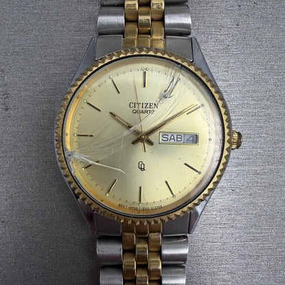 Citizen CQ President Watch Men 35mm Champagne Dial Two Tone Daydate PARTS2