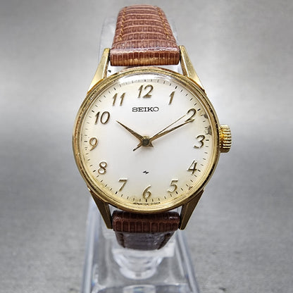 Seiko Watch Women 23mm White Dial Gold Plated Manual Wind 11040031 Runs0