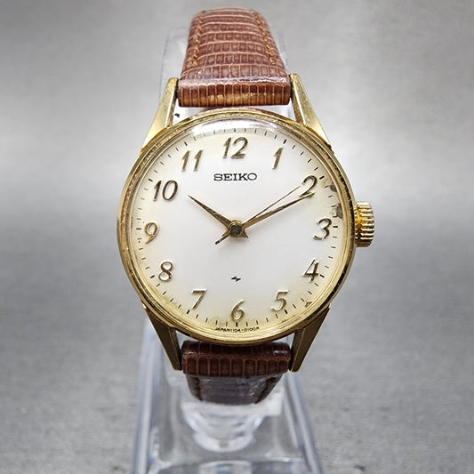 Seiko Watch Women 23mm White Dial Gold Plated Manual Wind 11040031 Runs0