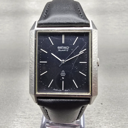 Seiko Tank Watch Men 33mm Black Dial Silver Tone Rectangle 4120-5101 New Battery0