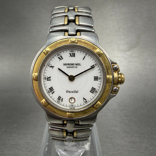 Raymond Weil Parsifal Watch Women 27mm White Dial Two Tone Date READ New battery0