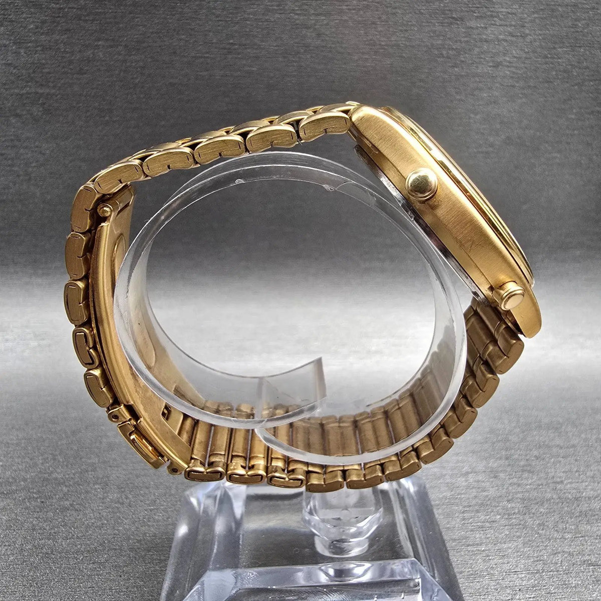 Seiko World Timer Watch Men 38mm Gold Dial Chrono Alarm Date 5T52-6A28 New Batt8
