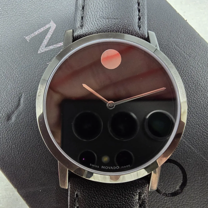 Movado Museum Watch Men 40mm Black Dial Black Tone 84 G1 1855.A New Battery1