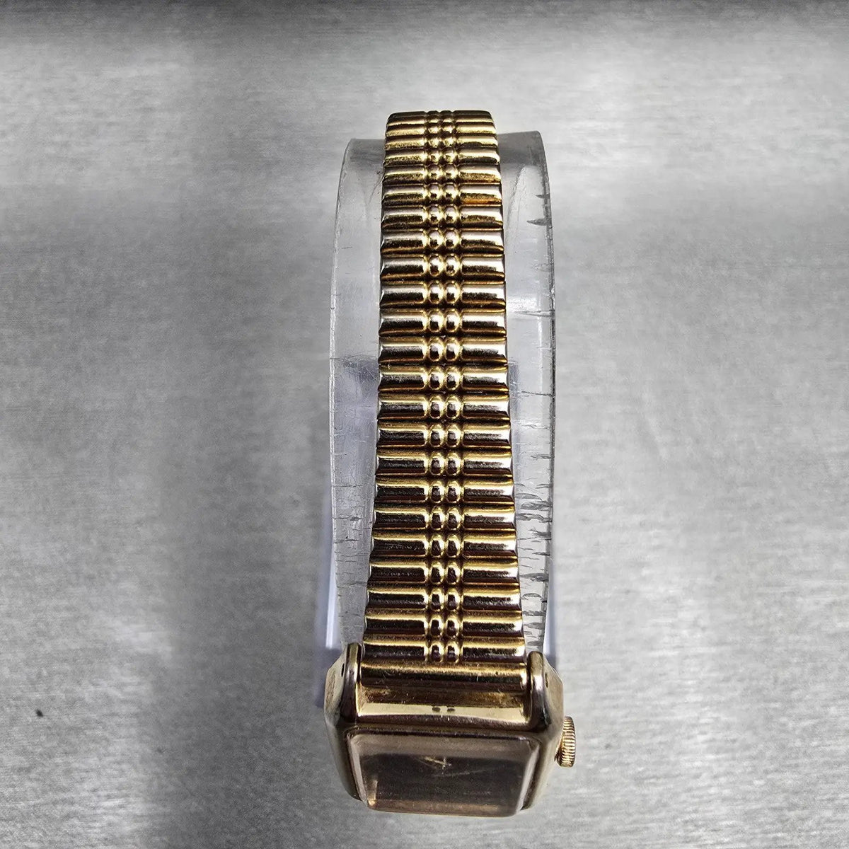 Seiko Watch Women 17mm Black Dial Gold Tone Rectangle 2B20-5000 New Battery JP234