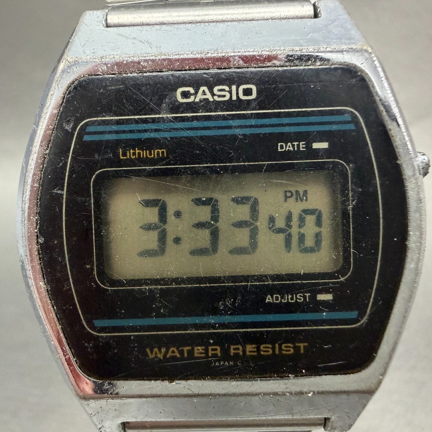 Casio B612 Watch Men 35mm Digital Black Dial Silver Tone Octagon New Batt VTG AB1