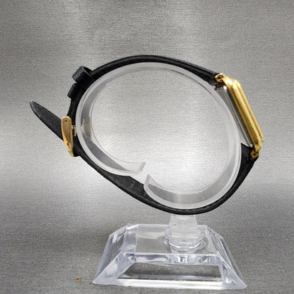 Waltham Maxim Tank Watch Women 26mm Black Dial Gold Tone Rectangle New Battery8