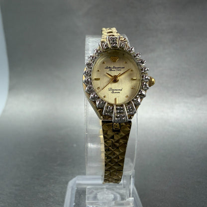 Jules Jurgenson Watch Women 18mm Champagne Dial Gold Tone Gem Stones New Battery5